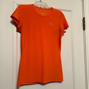 Under Armour Orange Workout Shirt, Size XS, Gently Worn